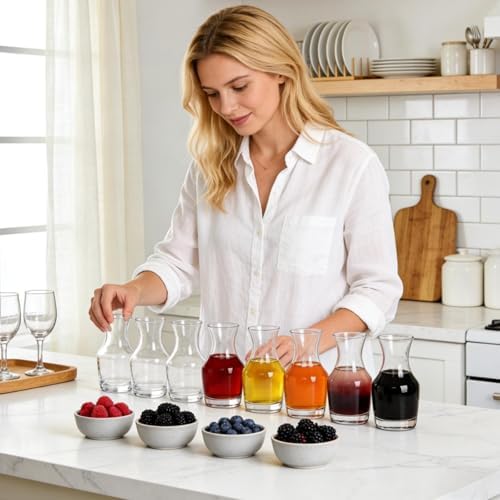 Set of 12 Wine Carafe Glass, 6 Oz Single Serving Mini Decanters for Individual Pours, Small Individual Carafes for Wine, Tasting, Champagne, Juice, Bars, Restaurants (Pack of 2) - Image 6