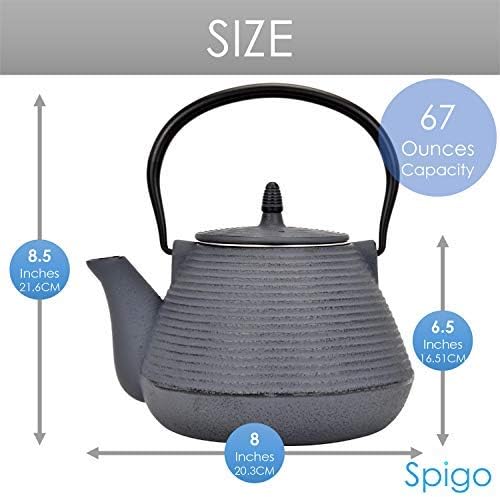 Hokkaido Cast Iron Enamel Teapot With Stainless Infuser, Dark Grey, 67 Ounces - Image 5