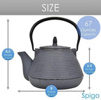 Hokkaido Cast Iron Enamel Teapot With Stainless Infuser, Dark Grey, 67 Ounces - Image 5