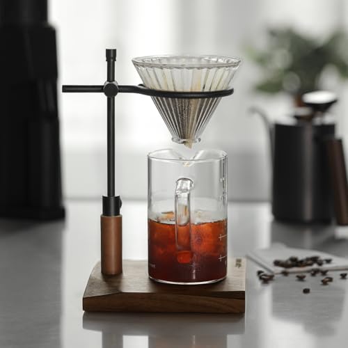 Adjustable Pour Over Coffee Stand - Vintage Dripper Station with Wooden Base, Tools for Home & Cafe - Image 2
