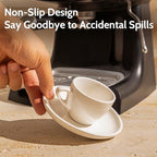 Sweese 4oz Porcelain Espresso Cups with Saucers, Set of 6 - Ideal for Espresso, Cappuccino, Latte, Tea - White - Image 3