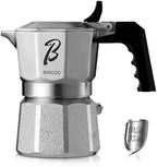 Bincoo Small Italian Moka Pot 1 Cup - Stovetop Espresso Maker for Rich Coffee,316 Stainless Steel - Three-Valve Pressure Boosting Design (1, Cups) by Bincoo
