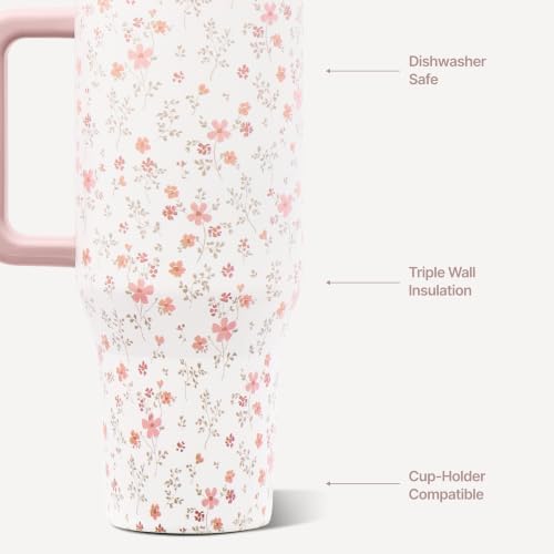 HydroJug Traveler 40oz, Insulated Tumbler with Handle & Straw, Magnolia - Image 3