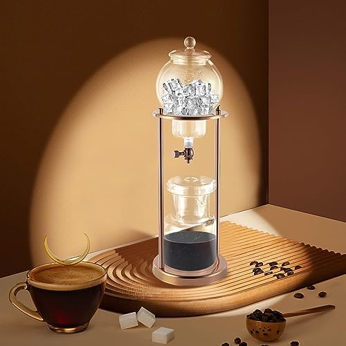 Metal Cold Brew Drip Tower, Ice Cold Drip Tower 600ml Capacity, Iced Coffee Cold Brew Drip Tower, Ice Coffee Maker for Home, Coffee Shops, Offices 6-8 Cups (Gold) - Image 7