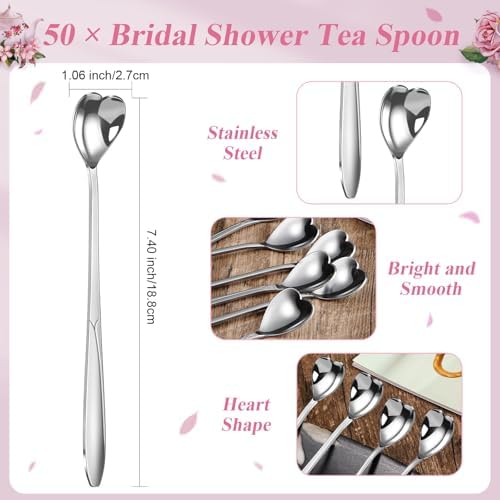 Qinyoung 50 Sets Bridal Shower Tea Party Favors for Guests, Silver - Image 2