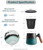 ZENS Tea Mug with Infuser and Lid & Coaster for Tea Steeper, 15oz Green - Image 2