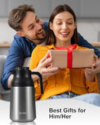 Thermal Coffee Carafe Insulated Stainless Steel Coffee Carafe for Hot Liquid Vacuum Thermal Pot Creamer Pitcher Dispenser Keeping Hot Water Milk (silver68 oz) - Image 7