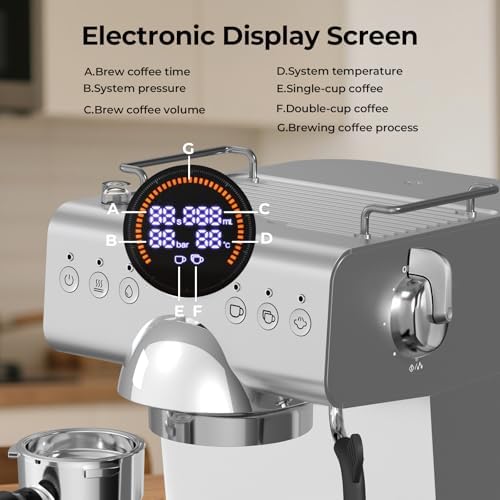 Espresso Machine with Milk Frother,20 Bar Semi-Automatic Expresso Coffee Machine for Home,50oz Removable Tank,Hot & Cold Brew,Single & Double Shot Latte Machine - Image 6