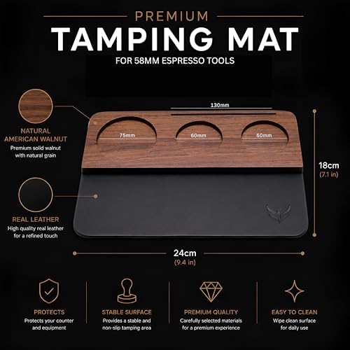 58mm Espresso Tamping Mat Walnut and Leather - Image 3