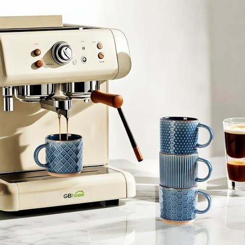 GBhome 12 OZ Stackable Coffee Mugs Set of 4, Ceramic Coffee Cups Set - Image 5