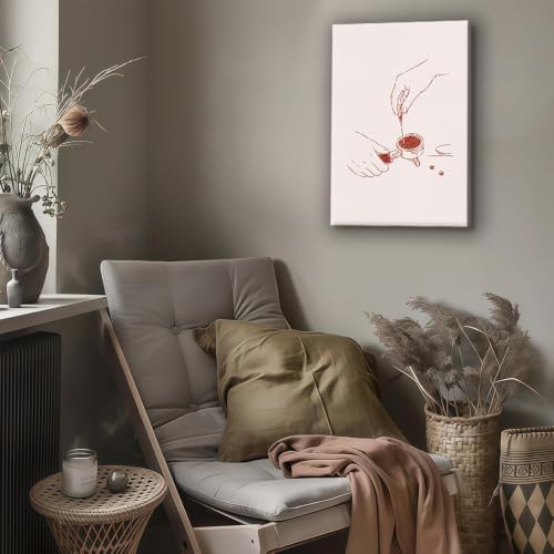 Espresso Barista Canvas Wall Art Framed Minimalist Coffee Line Painting - Image 6