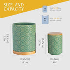 TEATALK Ceramic Canister with Airtight Lid, Cookie & Coffee Canister for Countertop, Food Storage Jar for Sugar, Tea, Matcha, Candy, Coffee Bean Container, Green,7.7"+5.7" - Image 2
