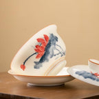 Ceramic Gaiwan Gongfu Tea Set Hand-painted Lotus Tea Cup with Lid Saucer - Image 6