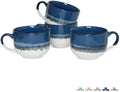Bosmarlin Ceramic Coffee Mug Set of 4, 16 Oz, Jumbo Latte Mugs, Dishwasher and Microwave, Unique Reactive Glaze (Deep Blue, 16 Oz) by Bosmarlin