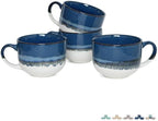 Bosmarlin Ceramic Coffee Mug Set of 4, 16 Oz, Jumbo Latte Mugs, Dishwasher and Microwave, Unique Reactive Glaze (Deep Blue, 16 Oz) by Bosmarlin