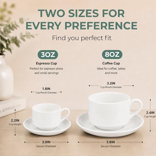 8 Ounce Cappuccino Cups Set of 4, White - Image 3