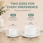 8 Ounce Cappuccino Cups Set of 4, White - Image 3