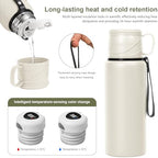 Double wall vacuum Leakproof stainless steel wide mouth insulated water bottle tea tumbler with cup,lid;smart thermoses hot coffee,thermal flask ice drinks with led digital temperature display - Image 4