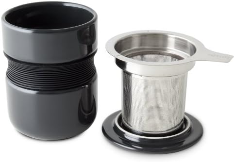 FORLIFE Curve Asian Style Tea Cup with Infuser and Lid 12 ounces, Black Graphite - Image 2
