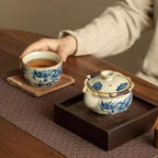 Tea Pots For Loose Tea Covered Bowl Teacup Single Blue and White Dragon Pattern Anti-scalding Hand-held Teapot Single Ceramic Teapot Tea Infuser Pot - Image 6
