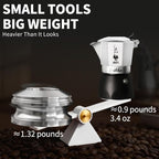 2-3 Cup Moka Pot Tamper, 304 SS Dosing Funnel & Distributor, Silver - Image 5