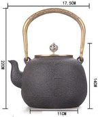 KYUSAR Japanese Cast Iron Teapot Chinese Teapot 1.2L/1200MlL Cast Iron Teapot Tea Pots Iron Teapot Uncoated Iron Teapot Copper Cover Craft Iron Pot Ornaments Tetsubin Tea Pot - Image 2