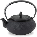【Roji Associates】 Cast Iron Teapot, Nanbu Tekki Teapot, (ARARE - Round Type), Made in Japan, with Tea Strainer, Inner Enamel Finish, Teapot, Color pot, Open fire Ban (20.29 fl oz/Black) by NOREN