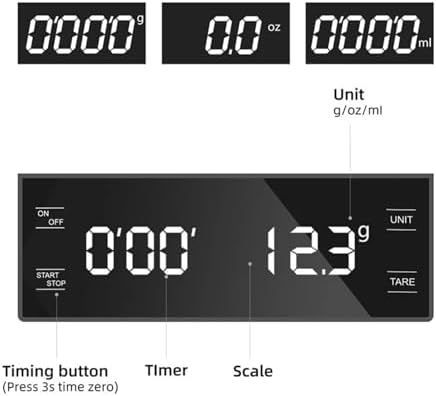 3kg/0.1g Coffee Scale with Timer, Digital Multifunction Weighing Scale for Pour Over, Drip, and Espresso – Kitchen Tool - Image 2