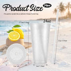 24 Pcs White Tumblers with Straw & Lid - 24oz Coffee Cups - Image 2