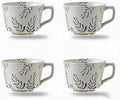 4 Pack Speckled Ceramic Coffee Mugs, 12oz Vintage Green Fern Leaf Large Tea Cups, Rustic Handmade Style Drinking Mugs for Coffee Tea Cocoa Milk, Dishwasher Microwave Safe, Housewarming Gift Set by Tvvtuww