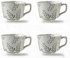 4 Pack Speckled Ceramic Coffee Mugs, 12oz Vintage Green Fern Leaf Large Tea Cups, Rustic Handmade Style Drinking Mugs for Coffee Tea Cocoa Milk, Dishwasher Microwave Safe, Housewarming Gift Set by Tvvtuww