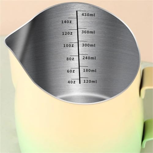 Milk Frother Cup Stainless Steel 450ML Coffee Milk Frothing Pitcher Jug 304 Stainless Steel Precise Scale Latte Barista Professional CafeUtensil(Green) - Image 6