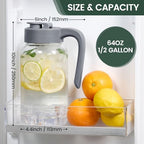 Mason Jar Pitcher, 2 pcs 64 oz (2 quart), Glass Pitcher with Lid - Image 3