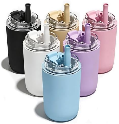 6 Pack 10 oz Insulated Coffee Tumblers, Travel Coffee Tumblers with Straw by UIRZOTN