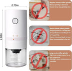 Portable Electric Burr Coffee Grinder Multi Adjustable Settings Rechargeable Coffee Bean Grinder with Conical Ceramic Burr, for Travel, Camping (WHITE) - Image 6