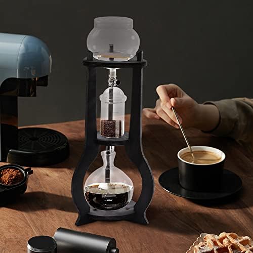 CNCEST 600ML Portable Cold Brew Water Ice Drip Dutch Coffee Maker,Iced Coffee Cold Brew Drip Tower Coffee Maker Wooden Home Travel Glass Coffee Cold Drink Machine Glass 3-5h,6-8 Cups (Grey) - Image 3