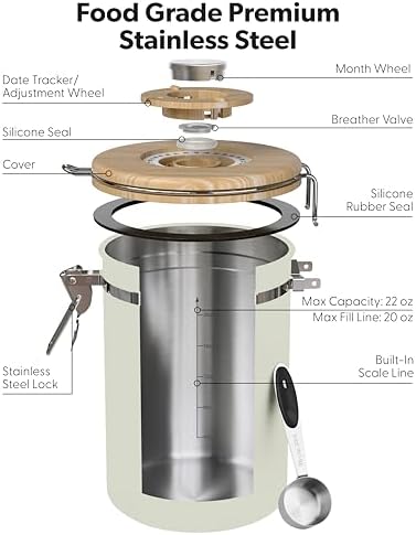 Veken Coffee Canister with Window, Airtight Stainless Steel Container, 22OZ - Image 6