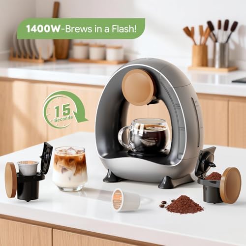 Pods and Grounds Single Serve Coffee Maker,Brew in 1 minute - Image 3