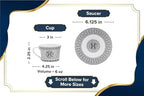 Complete Porcelain Tea Set for 6 - Silver Mosaic Design, 17 Piece - Image 2