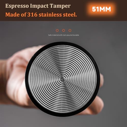 51mm Espresso Tamper,Impac Coffee Tool Espresso,Compatible with Delonghi Portafilter 51mm,Adjustable 25lb to 30lb,Stainless Steel Aluminum(51MM Black) - Image 3