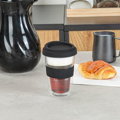 Restaurantware - Forma Professional 13.5 Ounce Insulated Travel Mugs, 10 Double Wall Coffee Mugs - Includes Lids And Sleeves, Reusable, Clear Borosilicate Glass Tumblers, Dishwashable, Microwavable - Image 6