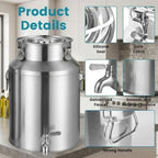 35L/9.25Gal Stainless Steel Milk Can with Spigot Beverage Water Dispenser - Image 3