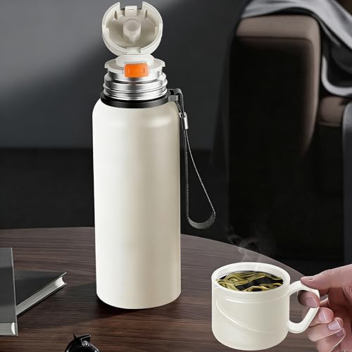 Double wall vacuum Leakproof stainless steel wide mouth insulated water bottle;tea tumbler with infuser,cup,lid;smart thermoses hot drinks;thermal flask ice coffee with led digital temperature display - Image 6