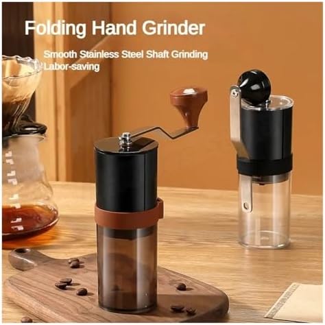 Professional Manual Coffee Grinder - Adjustable Diamond Burr Grinder with Cleaning Brush for Home and Travel(Black) - Image 3