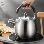 304 Stainless Steel Whistling Tea Kettle with Ergonomic Bakelite Handle Tea Pot Suitable for All Stovetop Kettle Teapot Silver - Image 4
