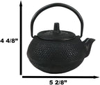 Ebros Gift Small Traditional Japanese Tetsubin Black Cast Iron Teapot Imperial Hobnail Design Tea Pot 9 fl oz Capacity Personal Size Asian Fusion And Housewarming Accent Decorative Teapots - Image 3
