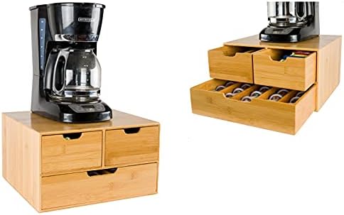 BAMBOO LAND- Extra Large Bamboo K Cup Holder for Counter, 2-Tier K-Cup Organizer Drawer by BAMBOOLAND