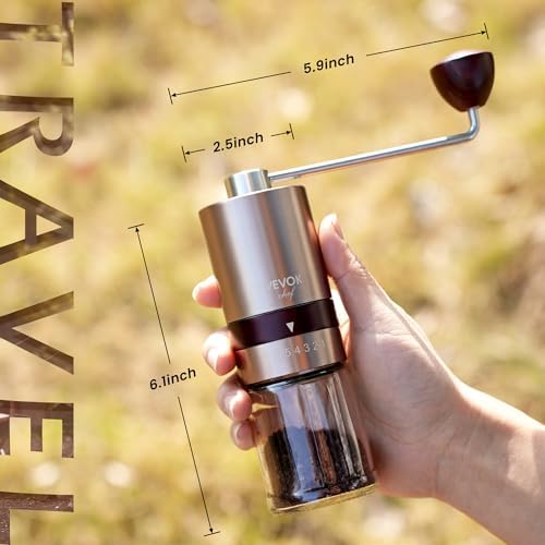 VEVOK CHEF Manual Coffee Grinder & 200PCS #2 Cone Coffee Filters Bundle, Stainless Steel Adjustable Burr Hand Grinder Unbleached Natural Paper Filters for Home Camping - Image 3