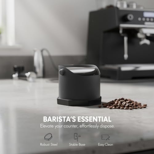 Small Espresso Knock Box, Matte Black Stainless Steel Coffee Waste Bin, 25.36 oz / 750 mL Capacity, Anti-Slip Base, Easy-Clean Grounds Disposal Container for Home Barista Use - Image 2