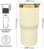20 oz Tumbler Bulk Stainless Steel Tumblers with Lids and Straws Cream - Image 2